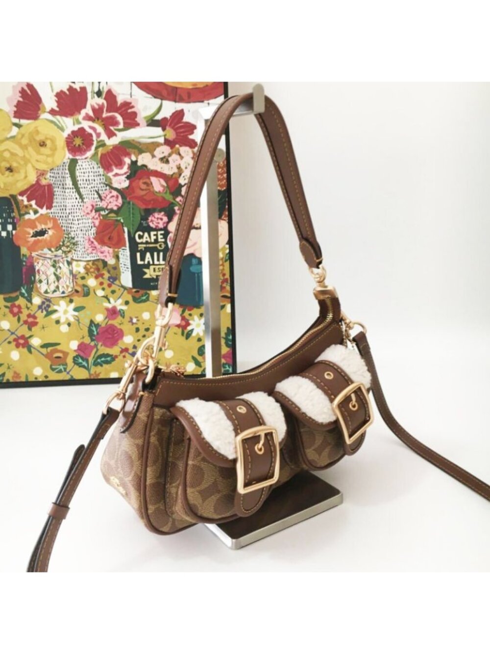 COACH Ashton Baguette In Signature Canvas Tan CY658 Crossbody outlet New JPN - Picture 2 of 7